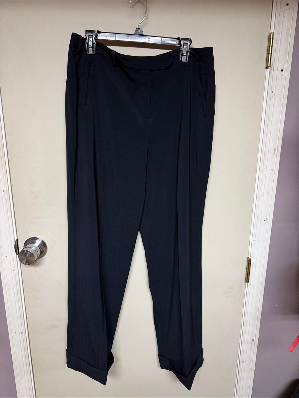 Larry Levine Navy Pinstripe Women's Dress Trousers